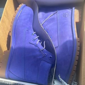 Blue suede timberlands